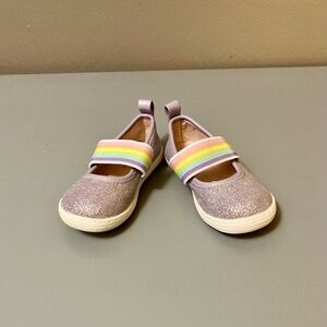 Harper Canyon Slip-on Sparkly Shoes w/Rainbow Elastic Band, Lilac - Size 5 (EUC)